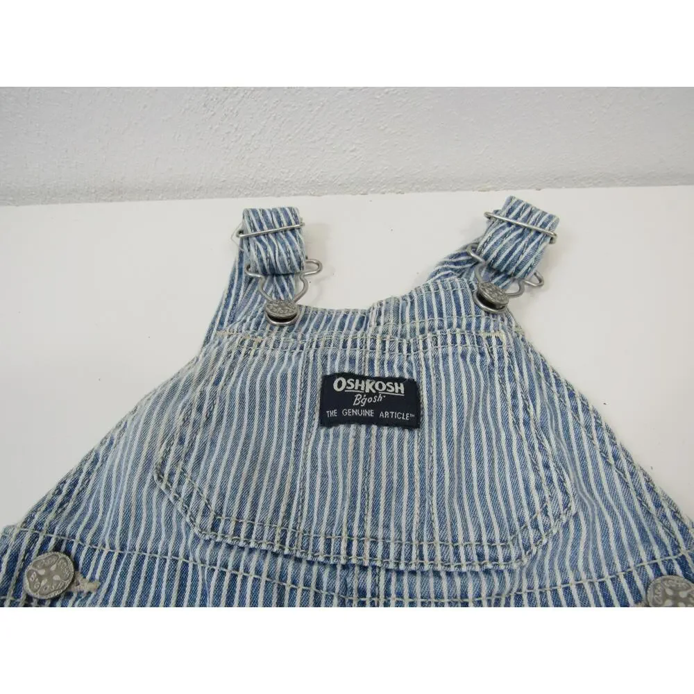 Oshkosh B'Gosh 6M Blue Overalls Classic Bib Style Striped Pinstripes Conductor